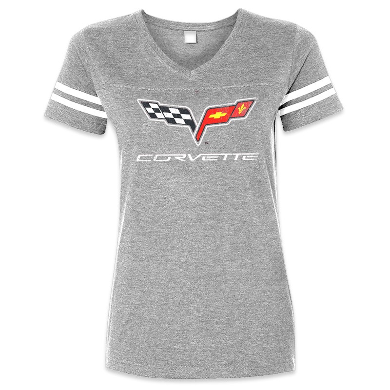 CORVETTE LOGO STRIPED TEE 2 CVVST-GY2-LVN