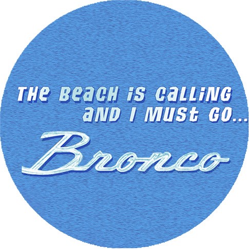 Light Blue T-Shirt - Vintage Ford Bronco Beach Scene w/ "Bronco By  Ford" Script